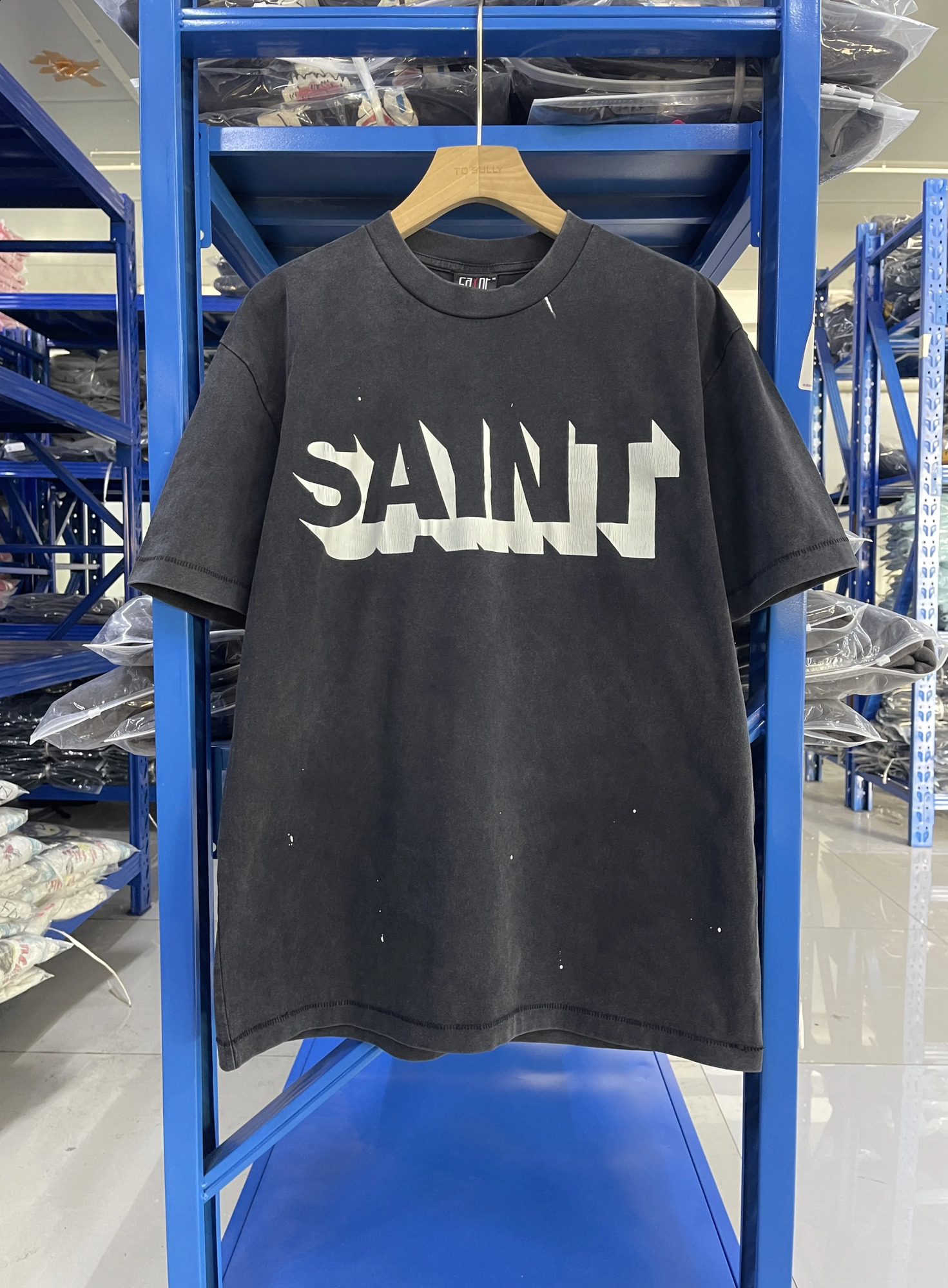 Vintage Saint 25SS High Quality Letter Printed Pattern High Street Casual Loose Cotton T-shirt Washed Oversized Mens Tops 260605