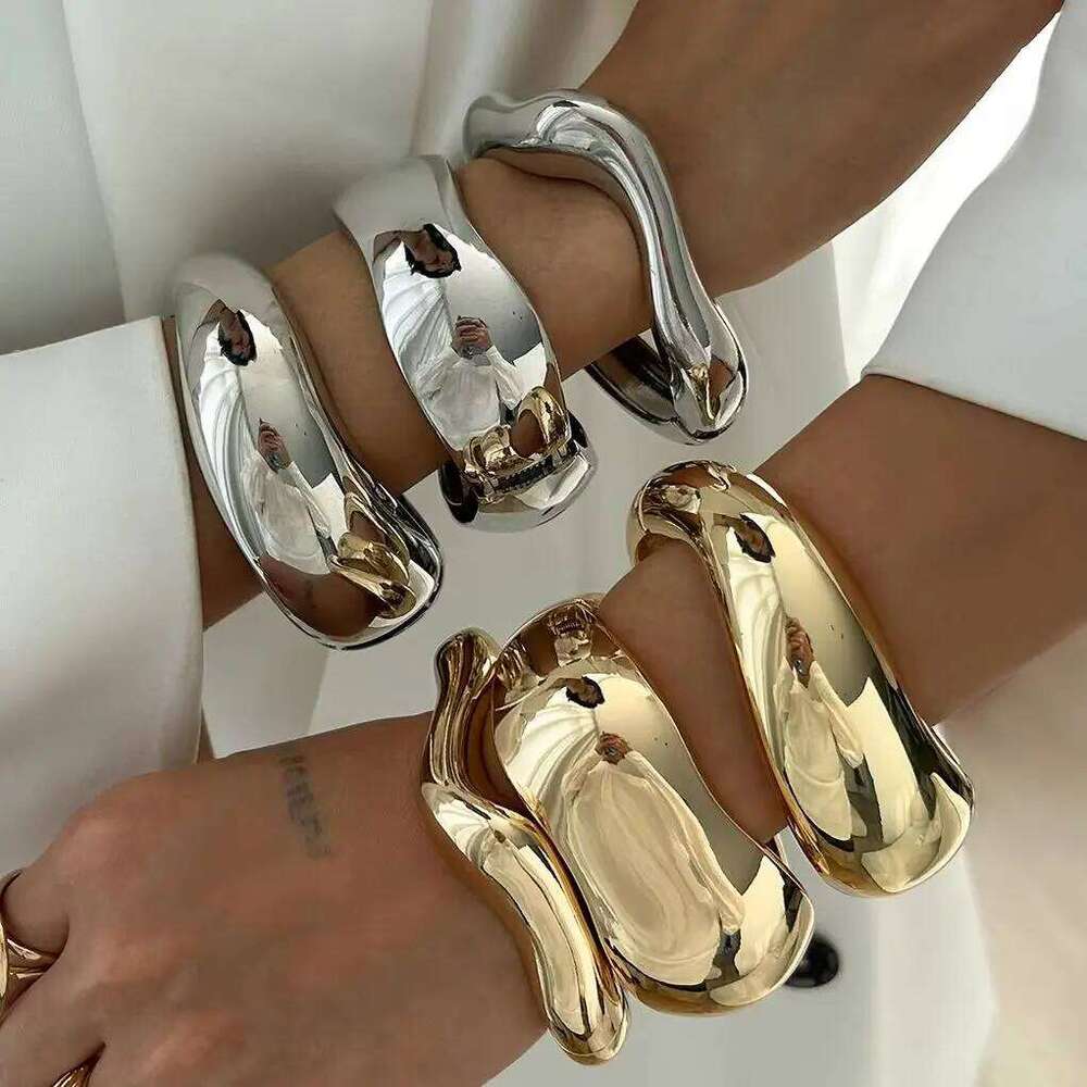Ingemark 3 Style Vintage Irregular Gold Color Alloy Women Men Hip Hop Punk Geometric Metal Bangles Couple Jewelry Gifts