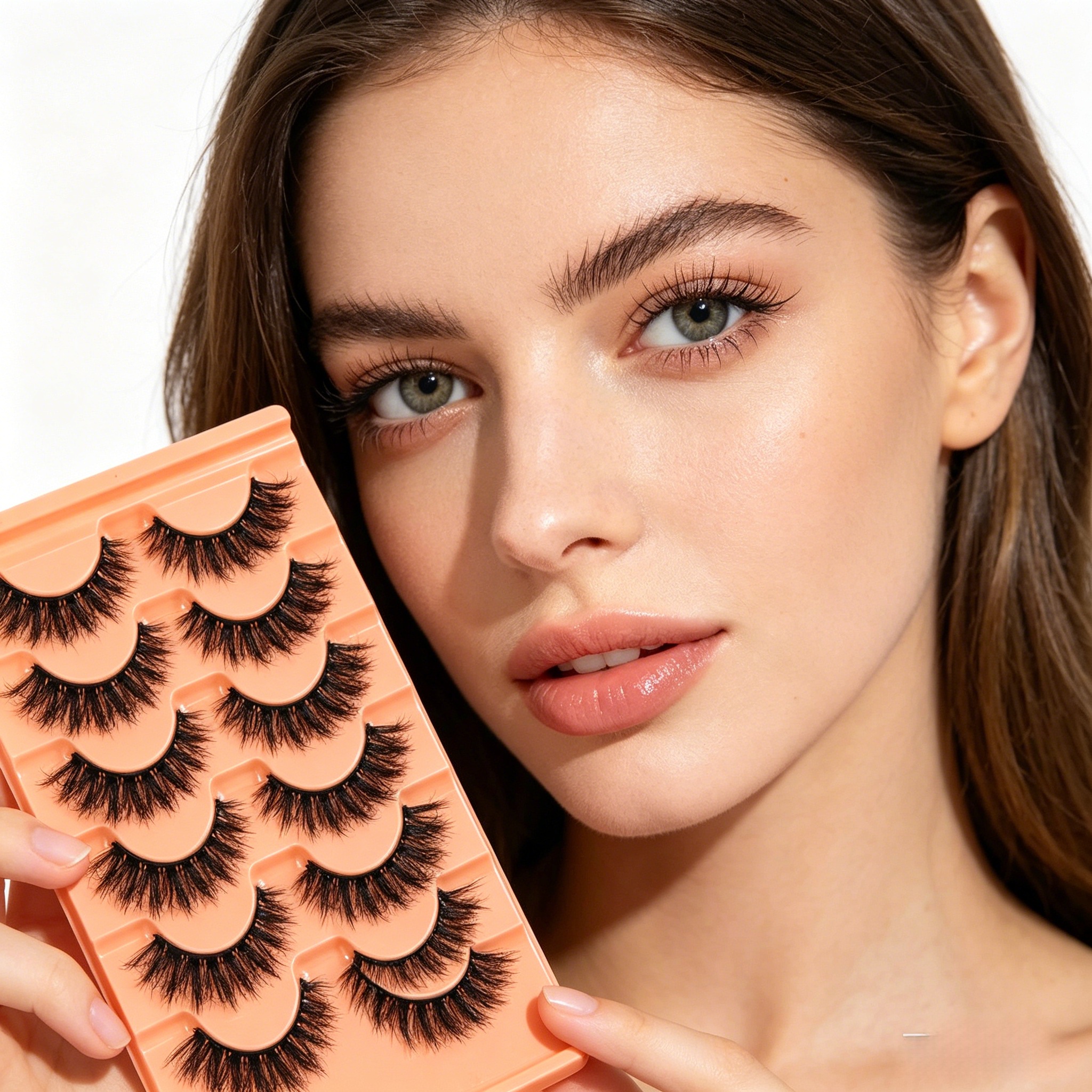 Fluffy Volume False Lashes Strip- 7 Pair Thick Curled 3D Mink Lashes with Wispy Finish, Soft Lightweight Natural Look Eyelashes Easy to Apply Sta-image-1109388363