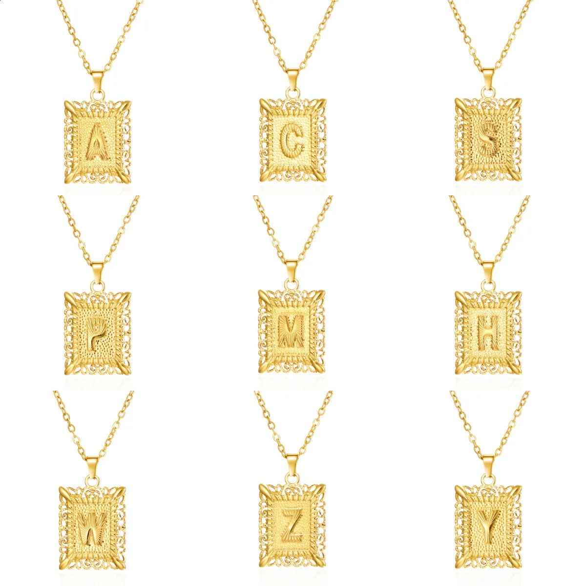 Exquisite Gold Color Initial Name Pendant Necklace for Women Men Stainless Steel Geometric bet Necklace Friendship Jewelry260605