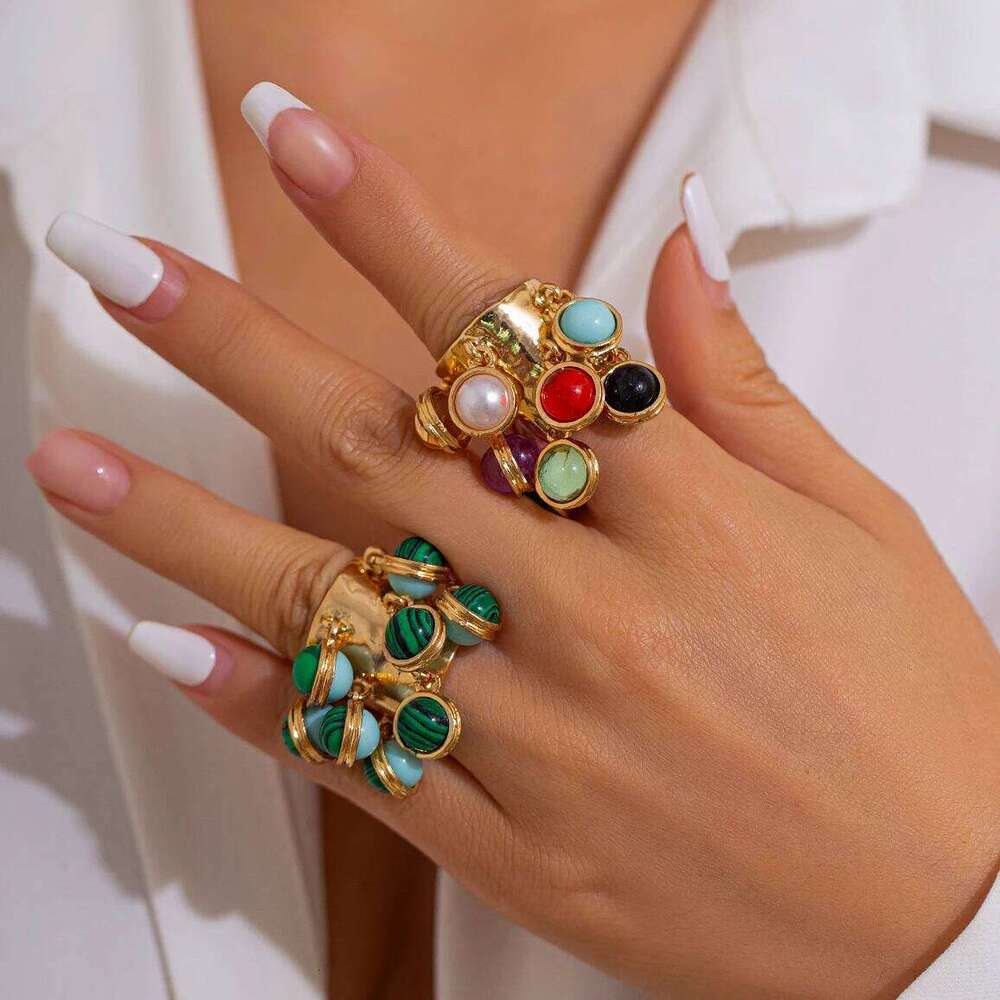 Ingemark Boho Colorful Crystal Open Rings for Women Men Wed Bridal Geometric Metal Knuckle Ring Daily Jewelry Accessories Gift