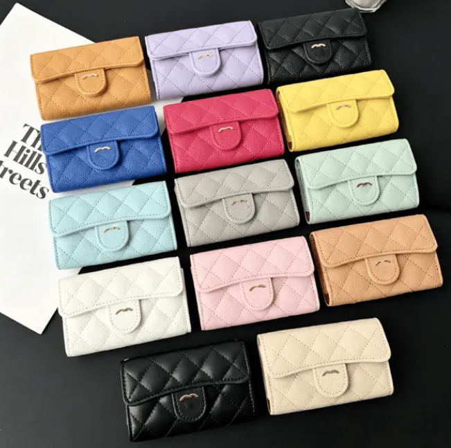 CC Designer Credit ID Card Holder Purse Luxury Sheepskin Leather Wallet Money Bags Plaid Cardholder Case for Men Women Handbags accessories Mini Bag
