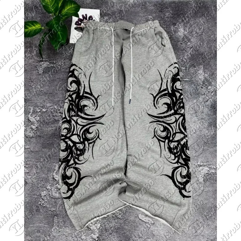 Fashion Y2K Printing Pattern Pants Men Women and s High Street Vintage Hip Hop Casual Couple High Quality Wide-leg Pants 260604bj