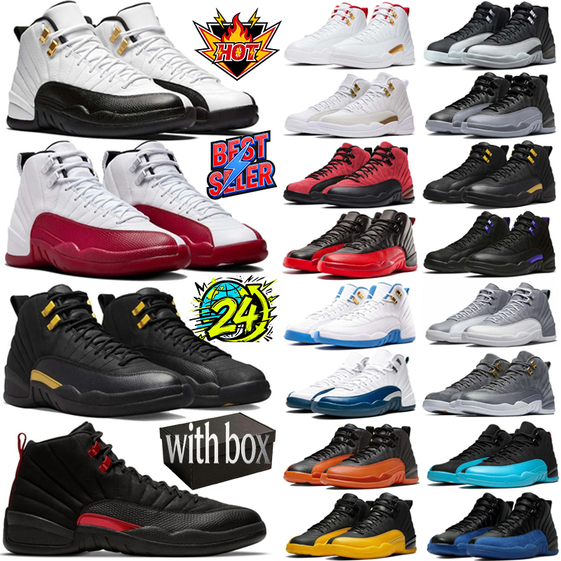 12 Designer Classic Basketball Shoes sneakers men Taxi 12ss bloodline women 12s cherry gold Blue Beige Blue Dark Grey Leather with gift Watermelon f