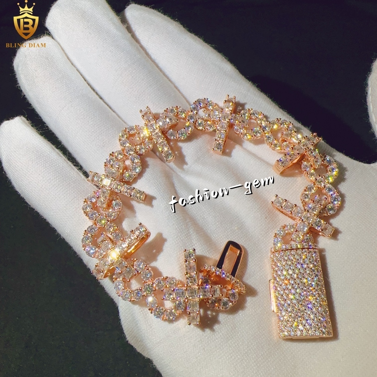 Fashion Clover Moissanite Pass Diamond Tester 925 Sterling Silver Fine High Quality Iced Out D Color VVS Moissanite Bracelet