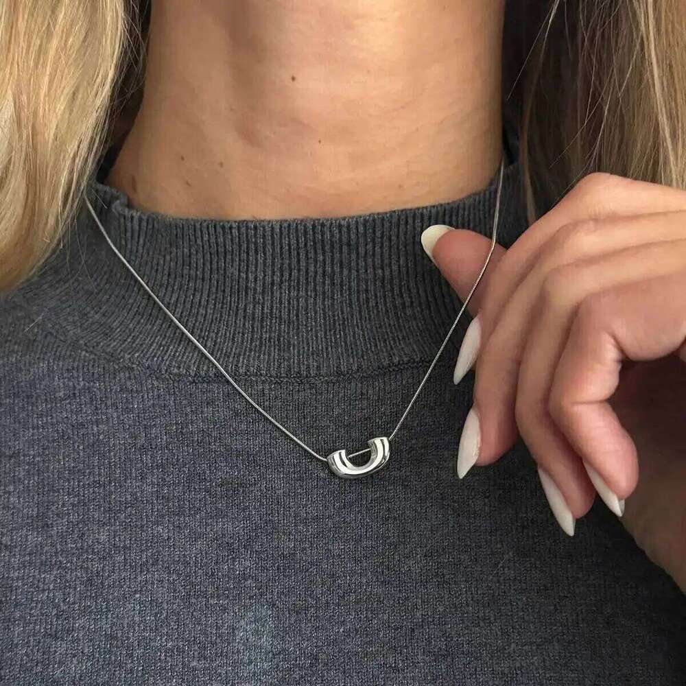 Lacteo Simple Titanium Steel Geometric Lock Pendant for Women Men Adjustable Clavicle Chain Necklace Valentine Jewelry