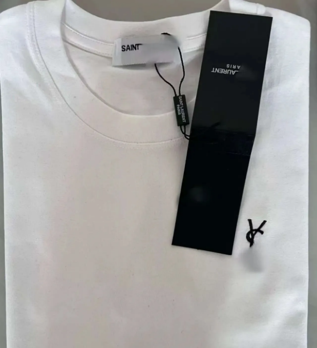Embroidery Chest Logo Cotton T-shirt Unisex Crew Neck Loose Casual Basic Tee