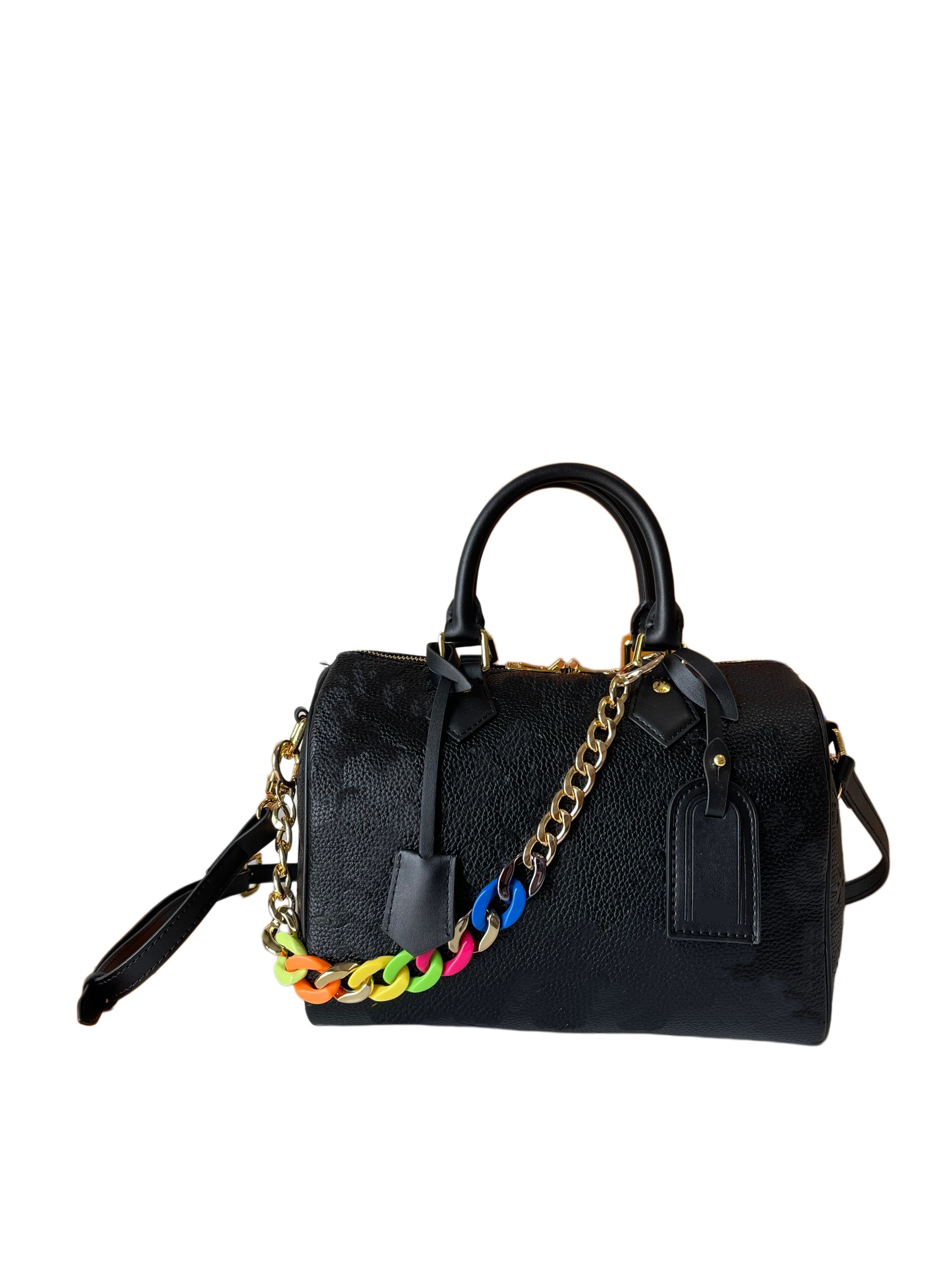 Déclaration de mode adorée des stars : collection de petits sacs fourre-tout en toile imprimée/cuir de vache multicolores