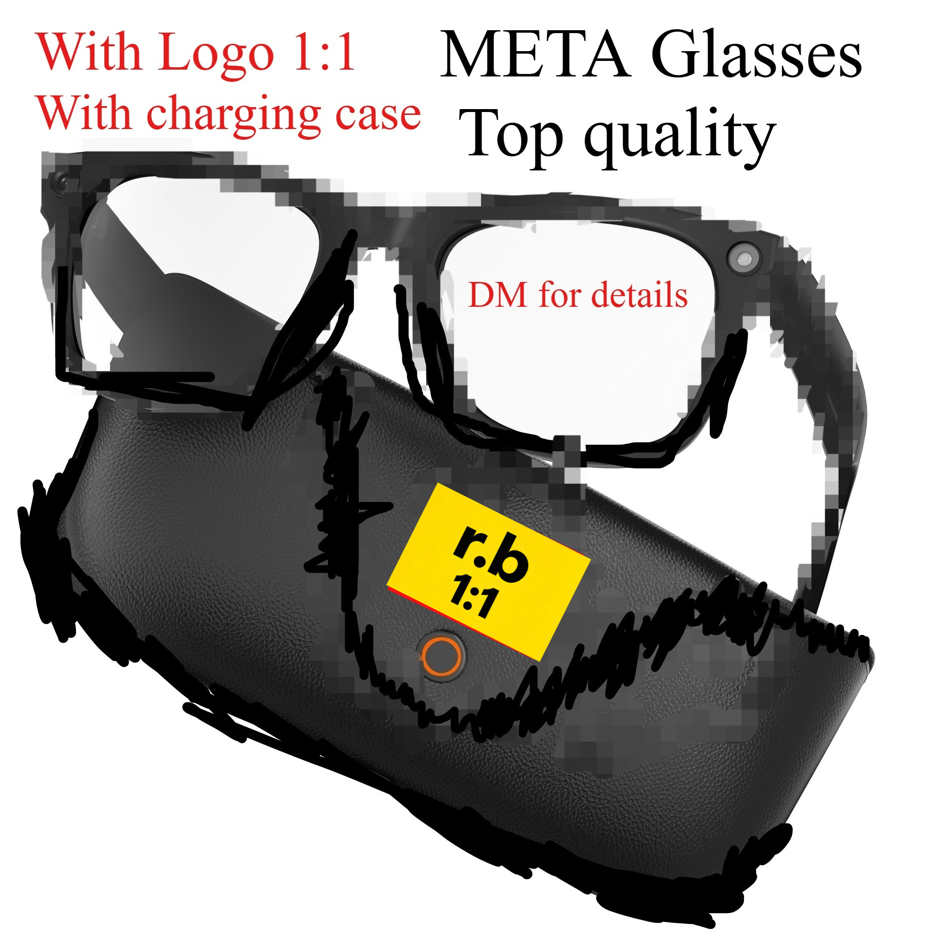 RB META AI Glasses 1:1 Top quality With Camera,With Charging Case With LOGO Smart Glasses HD Camera, Translation, Music,double lenses,Connect to-image-1109383818