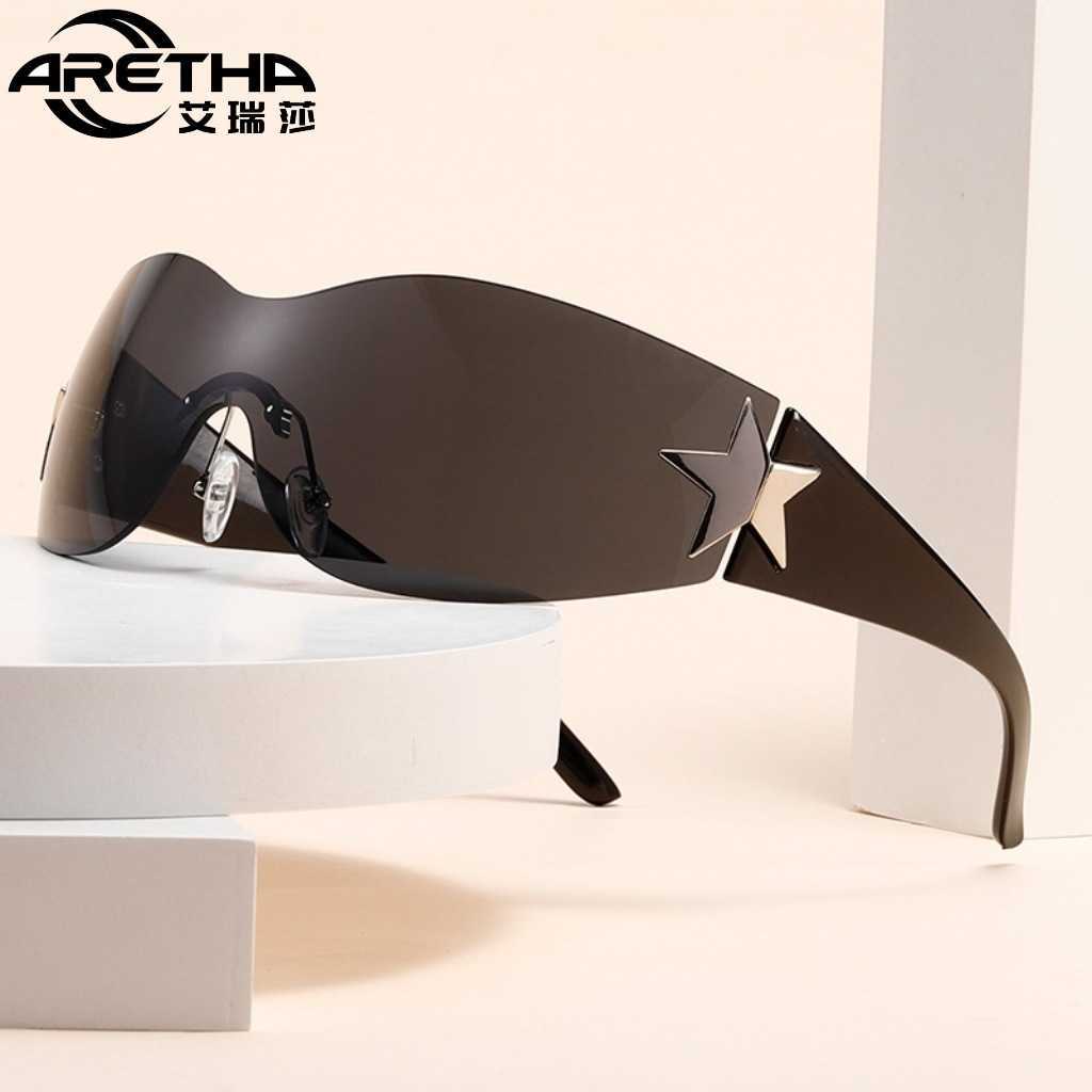 Lunettes de soleil une pièce en forme d'étoile, nouvelle mode, pour hommes et femmes, haut de gamme, cyclisme, voyage, L260607