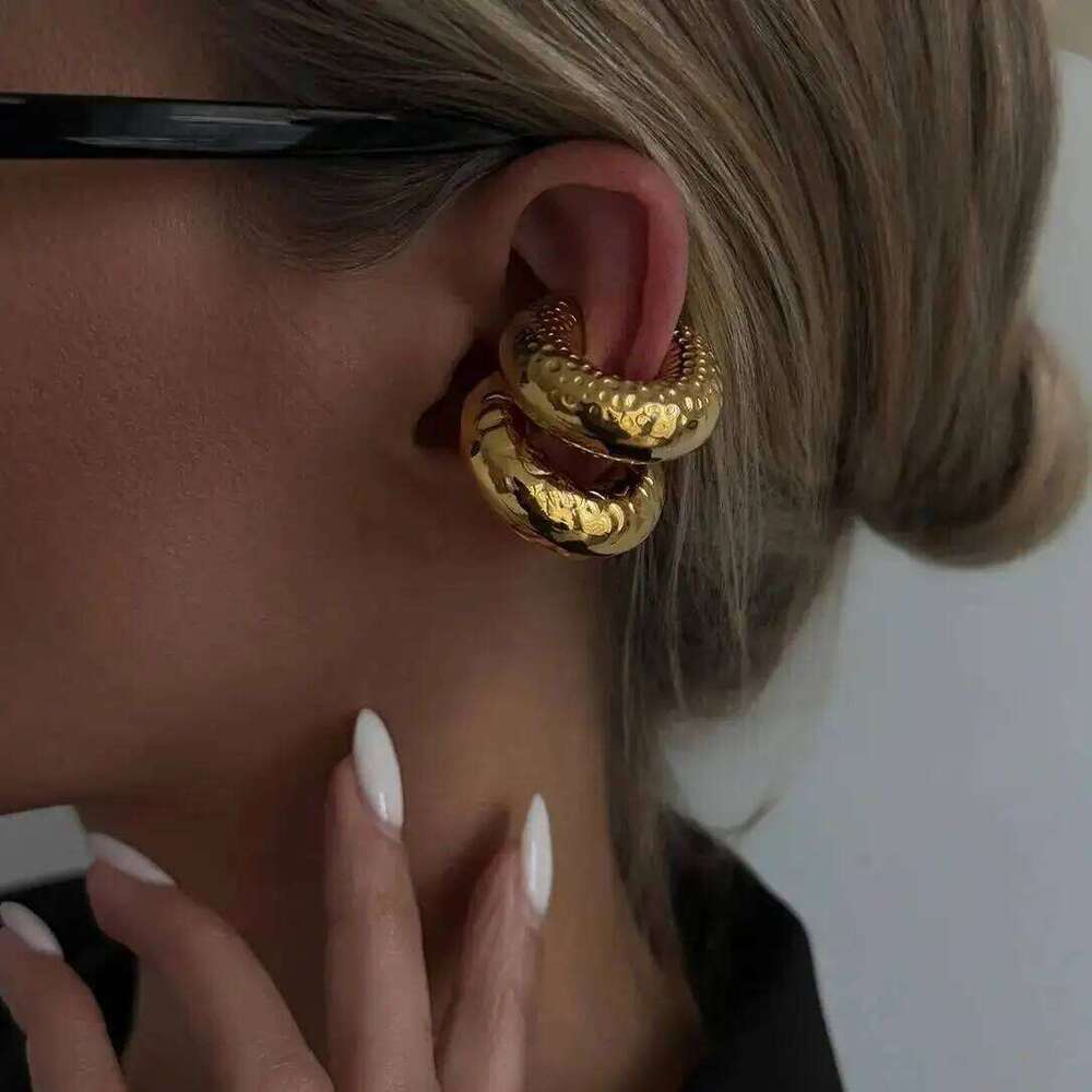 Ingemark 1PC Punk Stainless Steel C-shaped Non Piercing Clips Earrings Women Men Hip-Hop Geometric Chunky Ear Cuffs Earring
