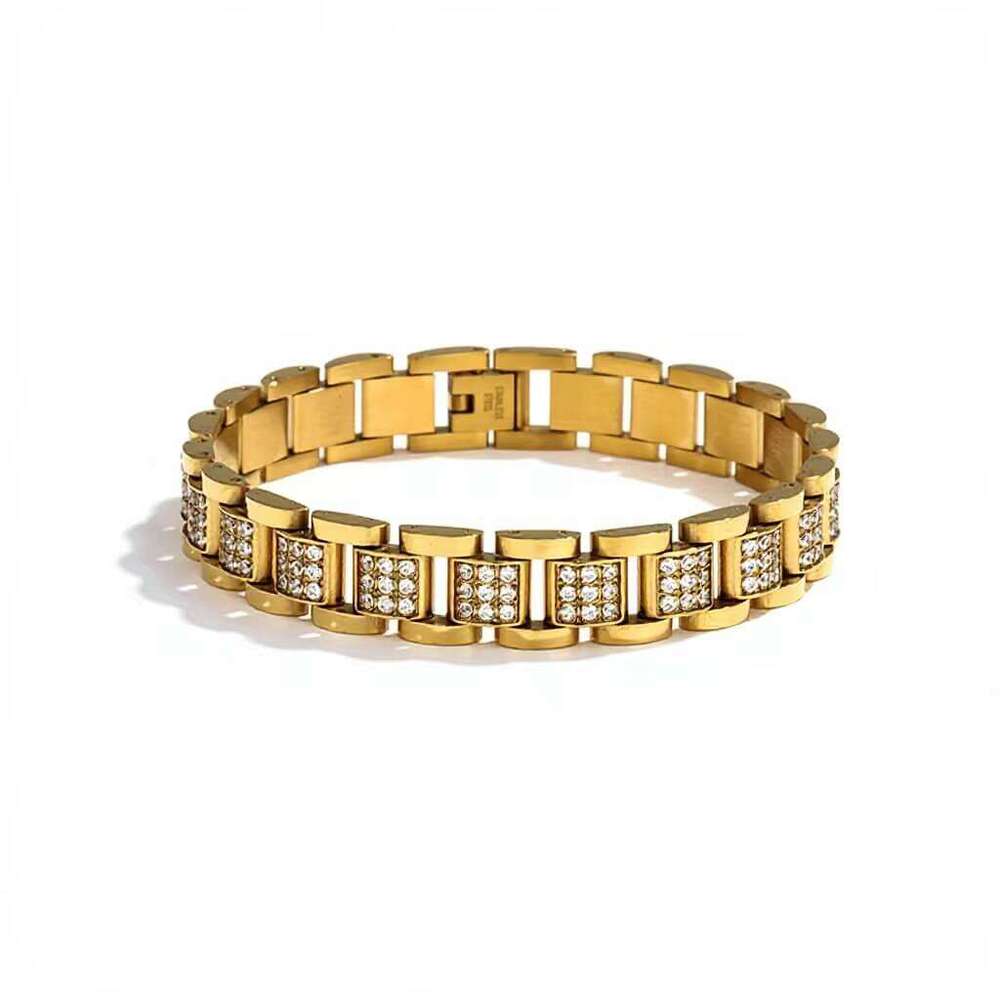 Cross-border bestseller 316 stainless steel diamond-encrusted Cuban chain bracelet, unisex gift, fashionable and unique jewelry
