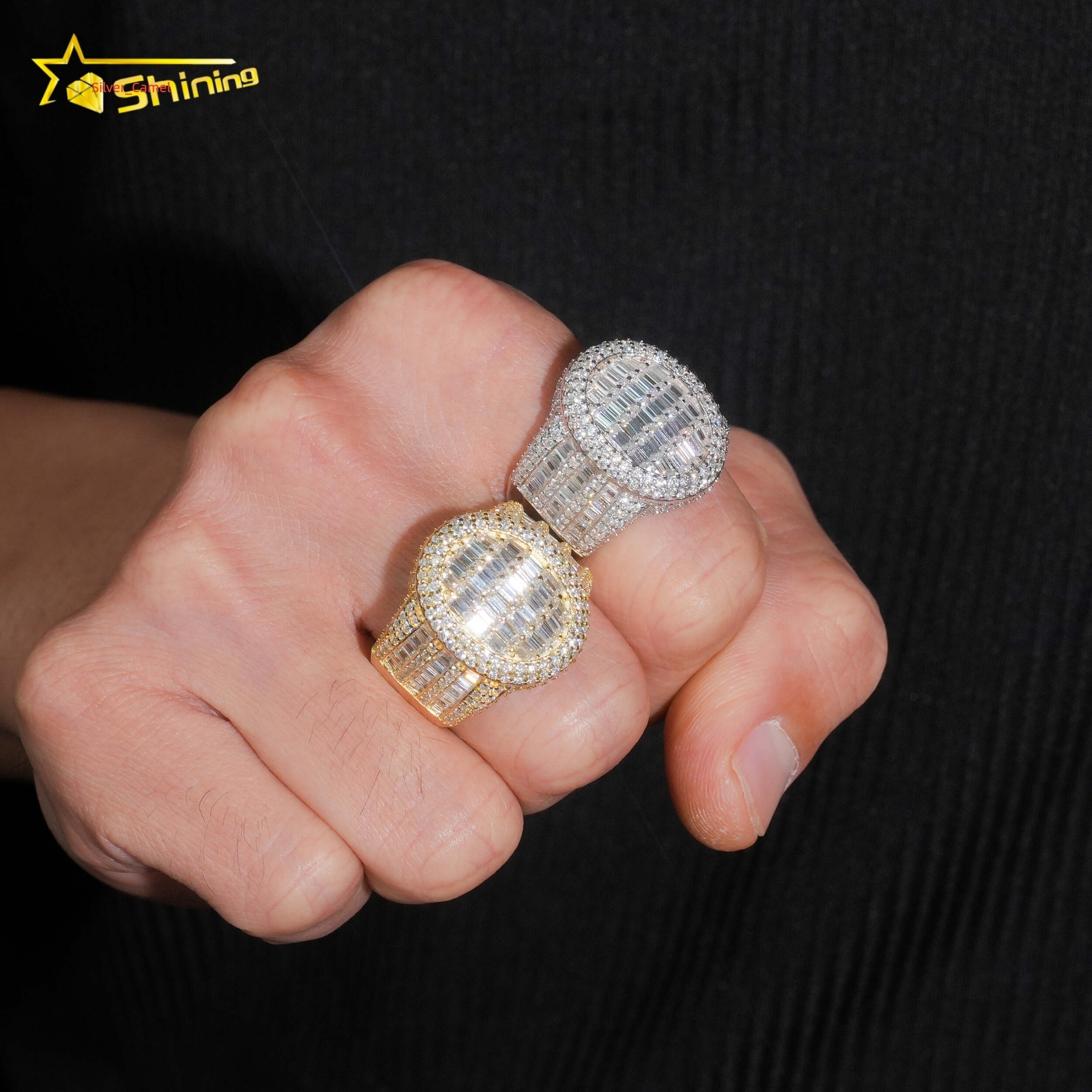GRA Certified Pass Diamond Tester Hip Hop Jewelry Men Pinky Ring 925 Silver Half Iced VVS D Color Moissanite Hip Hop Ring