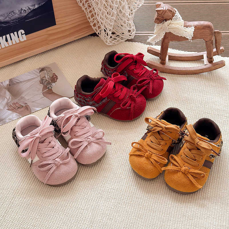 Girls Sports Shoes 2025 Spring and Autumn New Model Childrens German Training Shoes Stylish Soft Sole Non-Slip Baby Shoes L260606MP04