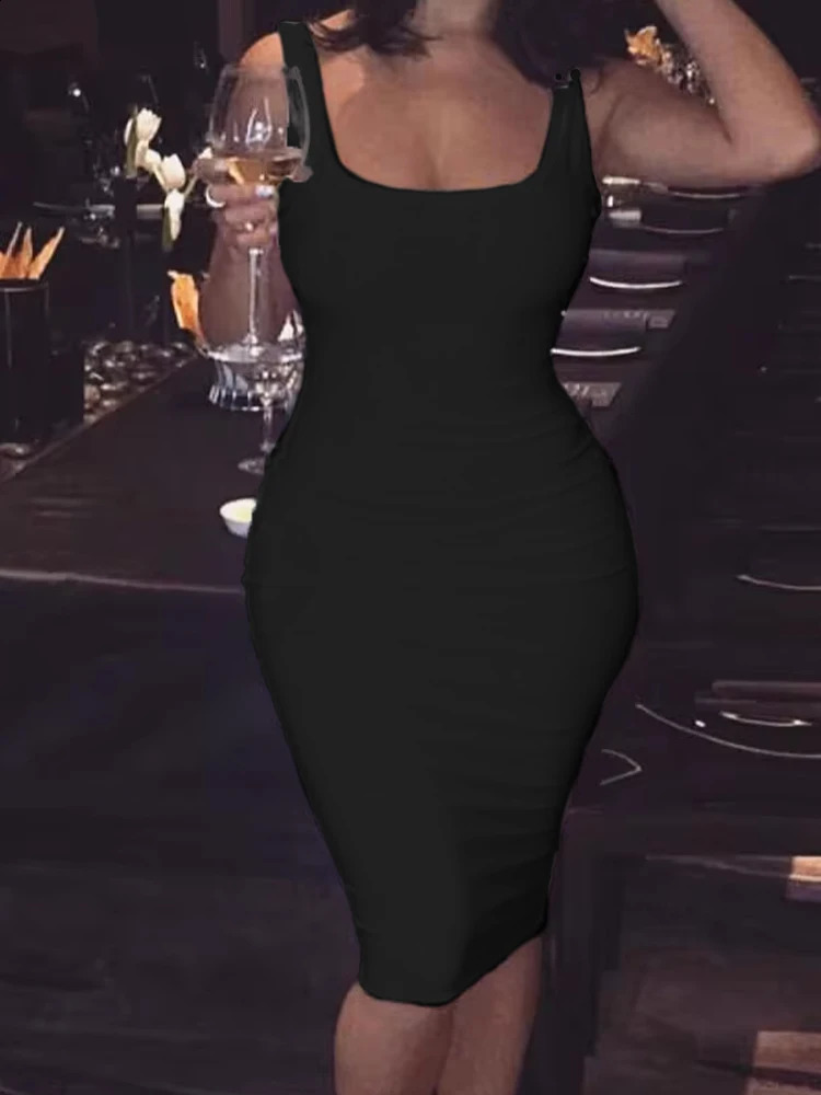2024 Summer Sexy Tank Top Dress European and American Plus Size Solid Color Womens Sleeveless Mini 260604BANJIA