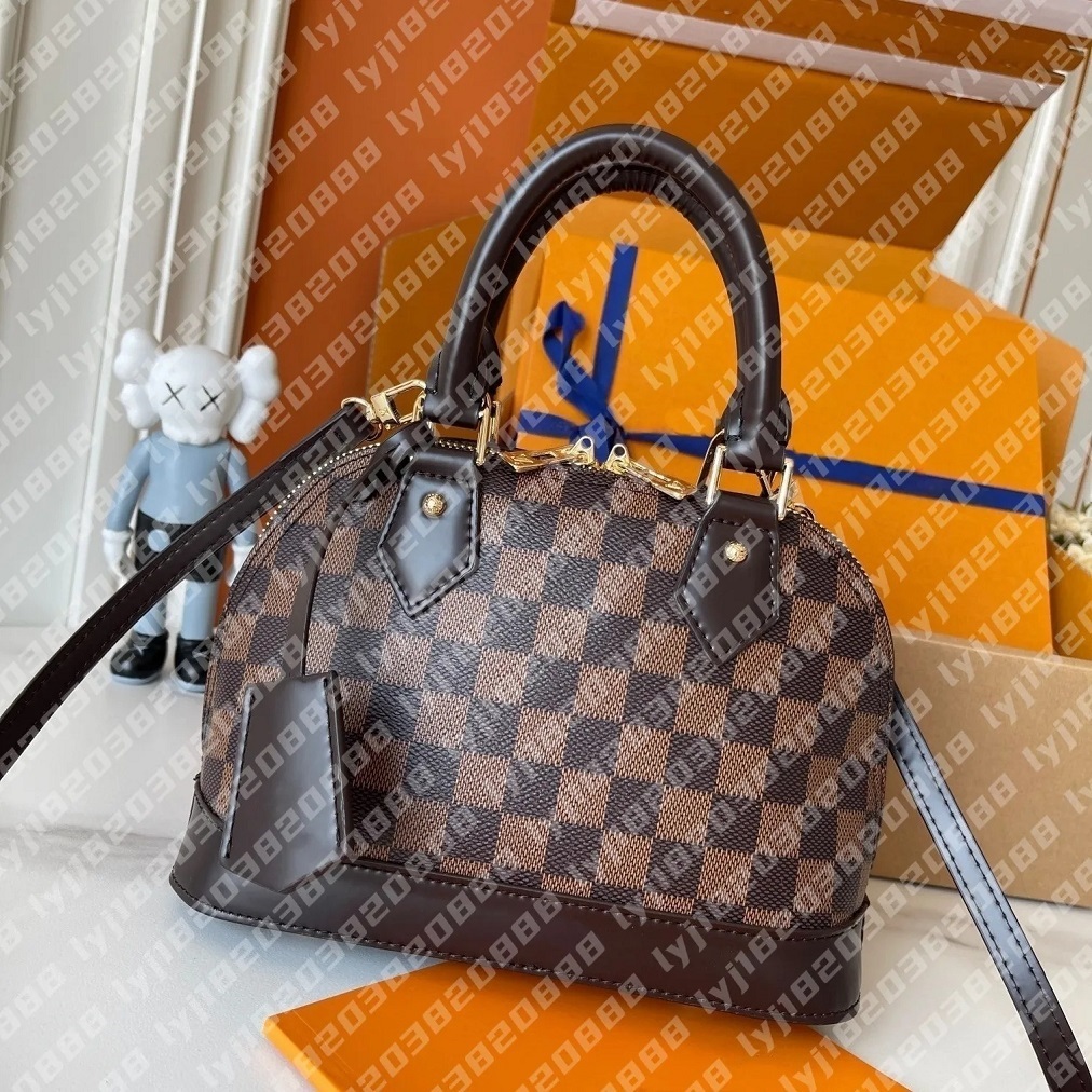 Designers Almas BB Top Handle Shell Handbag with Luxury Carrying Bag Backband Womens Classic Printed Leather Shoulder Bag Mens Wallet Cross body Han