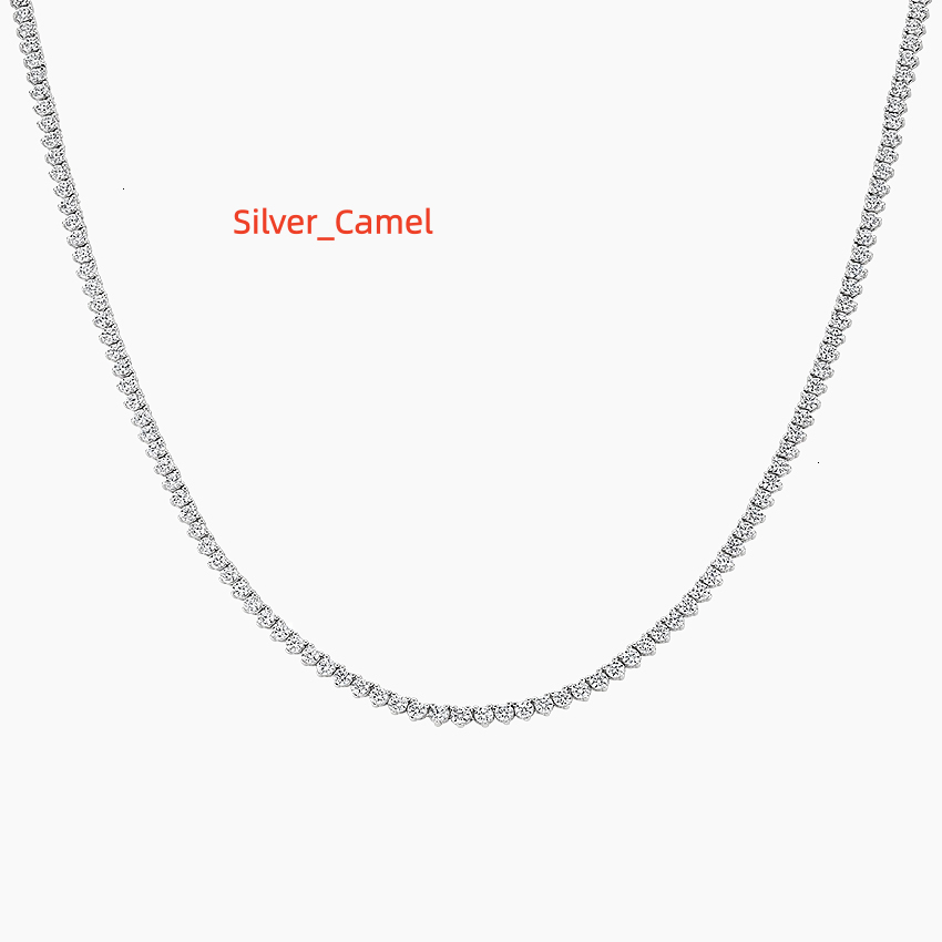 14k 18k White Gold Silver Lab Diamond Tennis Necklace Fine Jewelry 2mm 3mm 4mm 5mm Synthetic Round Diamond Pave Necklace Price