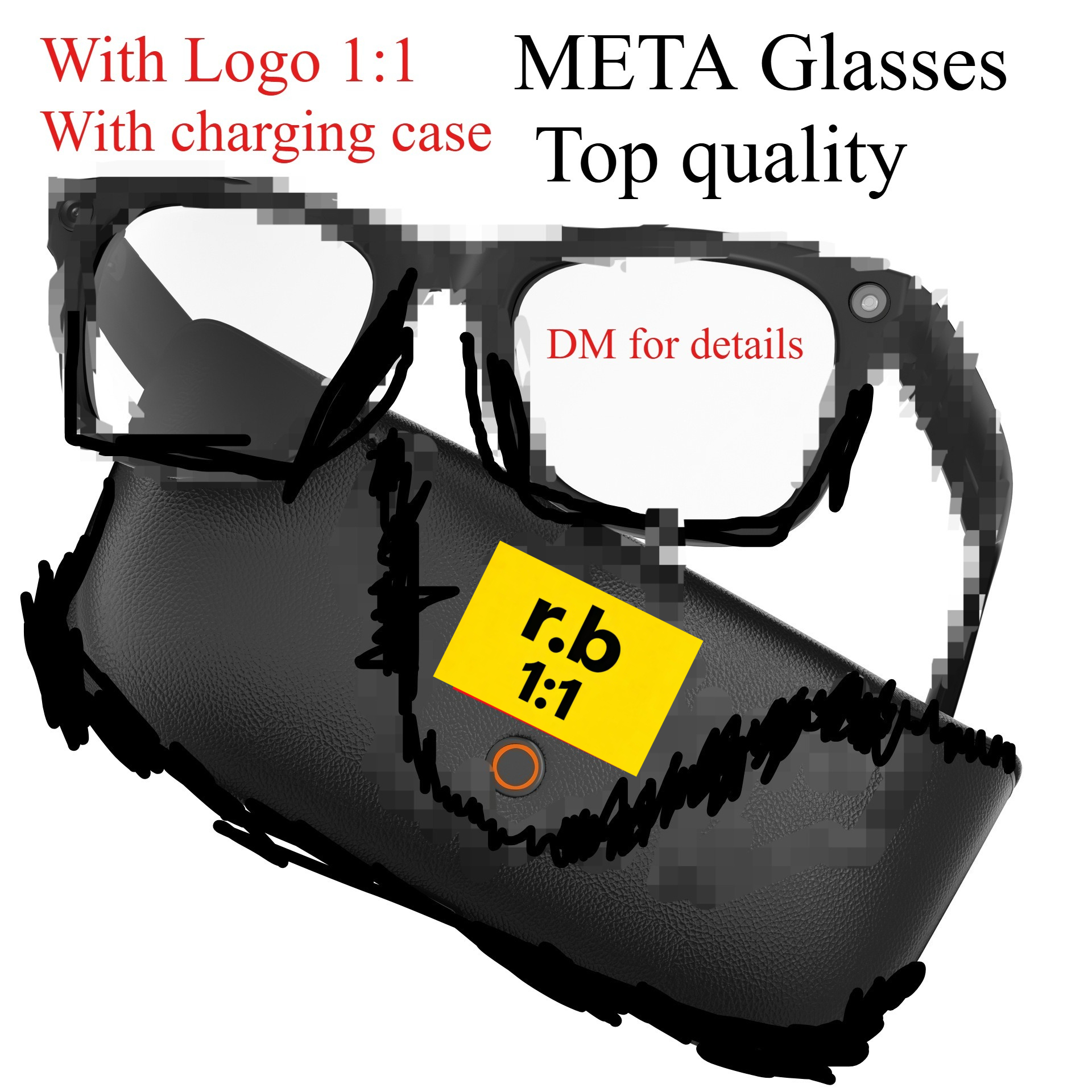 RB META AI Glasses 1:1 Top quality With Camera,With Charging Case With LOGO Smart Glasses HD Camera, Translation, Music,double lenses,Connect to-image-1109382476