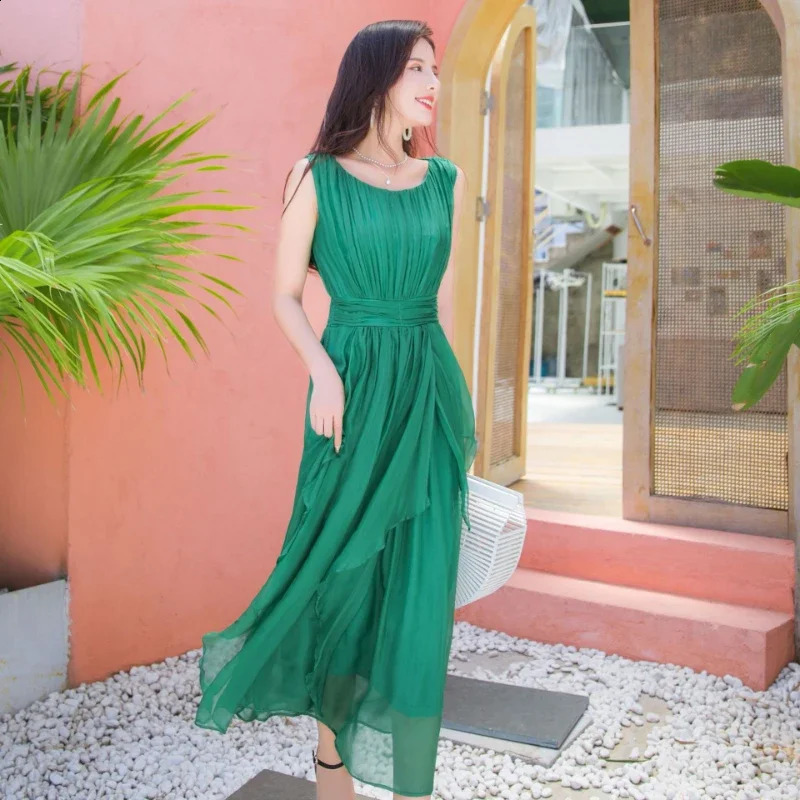 100 Silk Summer Dresses For Women 2024 Korean Fashion High Quality Dress Elegant Casual Long Vestido Feminino Lq209 260604BANJIA