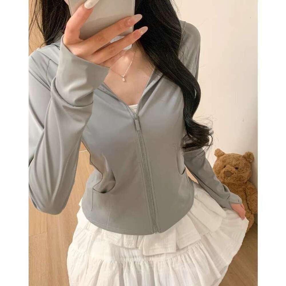 Goose-Yellow Hooded Sun Protection Jacket For Women, Summer 2026 New Model, UV Protection, Slim-Fit Ice Silk Cardigan Coat Cae