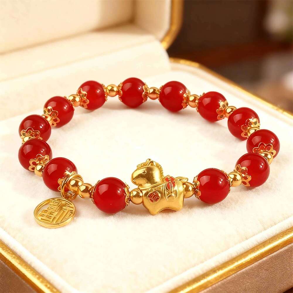 2026 Chinese Style Horse Year for Women Men Simple Handmade Beaded Stretch Bracelet Lucky Friendship Jewelry Gifts