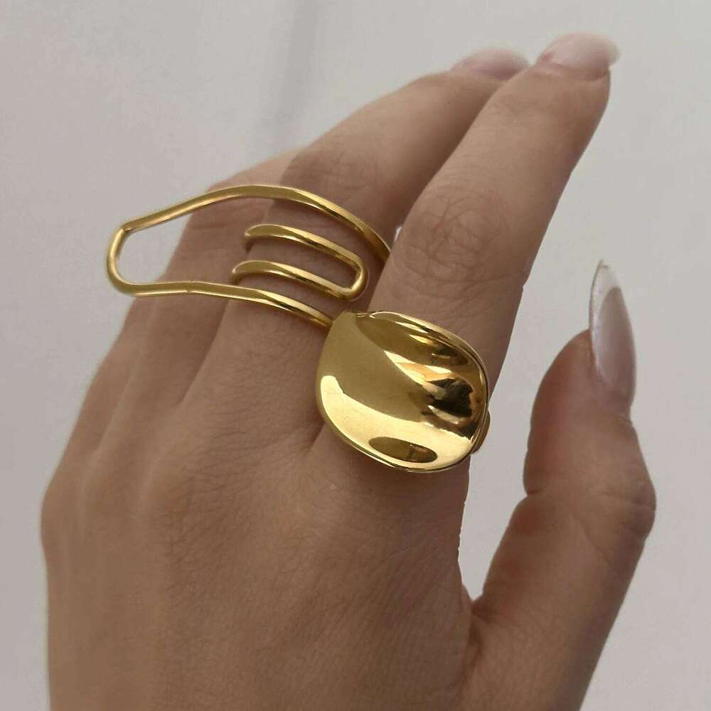 Geometric Spiral Line Twist for Women Men Stainless Steel Gold Color Heart Stackable Finger Rings Party Festival Jewelry