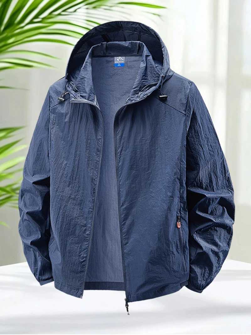 Mens Hooded Sun Protection Jacket Lightweight Outdoor Windbreaker Quick Dry Breathable UV Coat for Hiking Running Travel Beach J260608