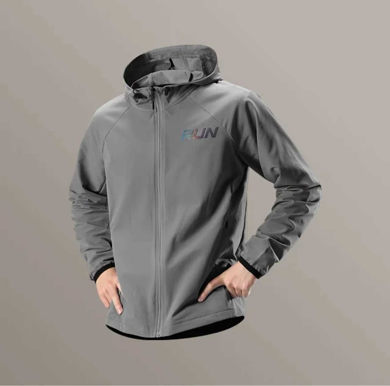 2025 Spring Mens Running Jacket Breathable Hooded Quick Dry Hiking Sports Coat for Outdoor Fitness Clothes Sports Jacket J260608