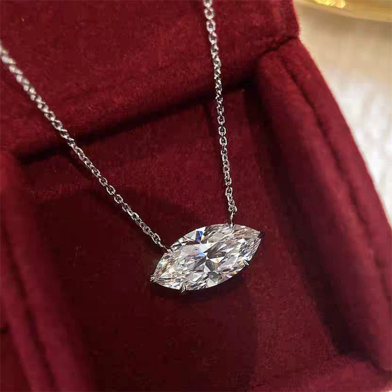 8x16mm marquise cut diamond pendant choker necklace desinger for woman party s925 sterling silver chain 9A cubic zirconia necklaces jewelry womens f