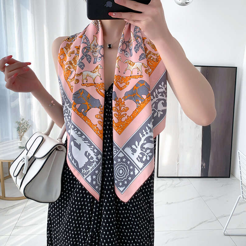90Cm Square Scarf, Versatile Printed Elegant Shawl, Wholesale Simple And Stylish Twill Silk Scarf For Women Laotie Laotie