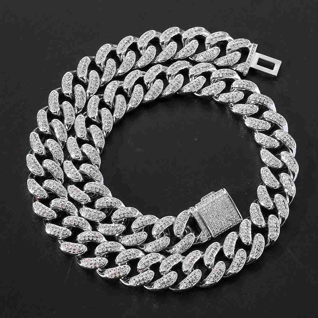 BES Custom 15mm Iced Out 925 Sterling Silver VVS D Color Moissanite Lab Diamond Hip Hop Miami Cuban Link Chain for Anniversaries