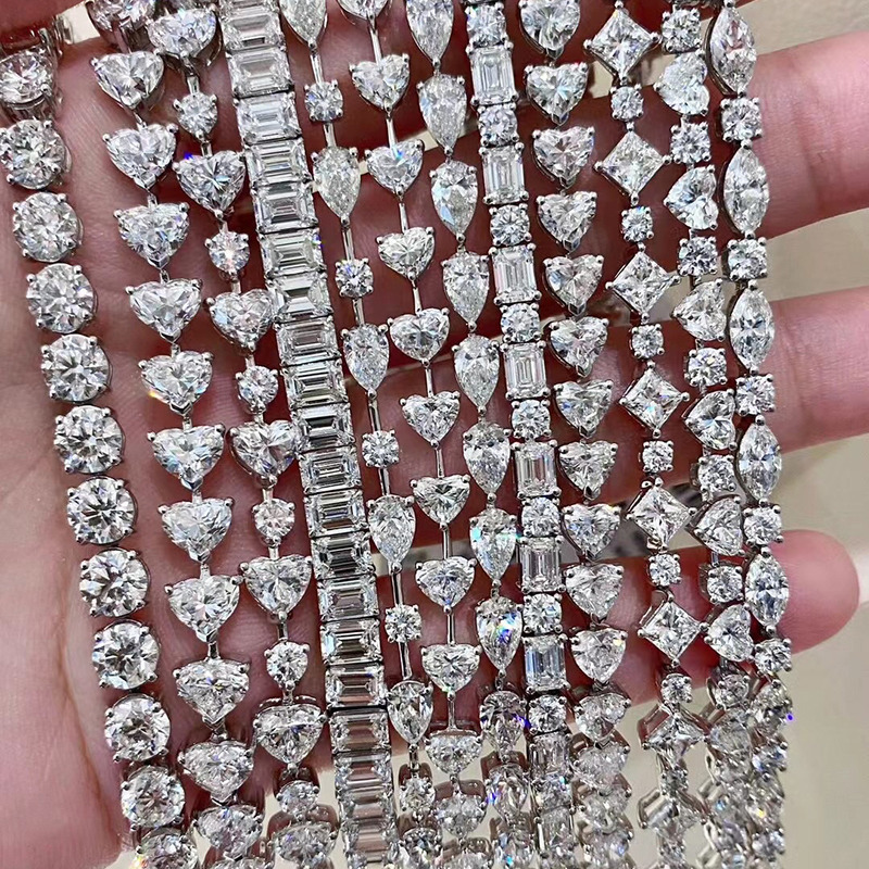 Luxury Fine Jewelry Tennis Chain Link Set 14K 18K Gold Oval Round Pear Cut Elegant Lab Grown Diamond Tennis Bracelet for Women
