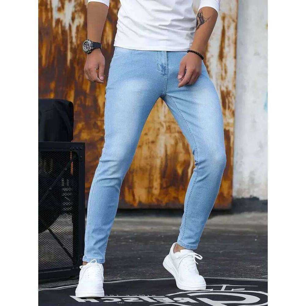 Zipper Man Washing Stretch Classic Casual Slim Fit Trousers Male Plus Size Denim Pencil Pants Skinny Jeans For Men S260608