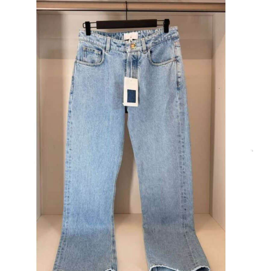 Women Jeans High Waisted Flare Jeans With Interlocking C Brand Logo Embroidery Light Wash Denim Pants Casual Streetwear Fashion Daily Wear design-image-1109509126