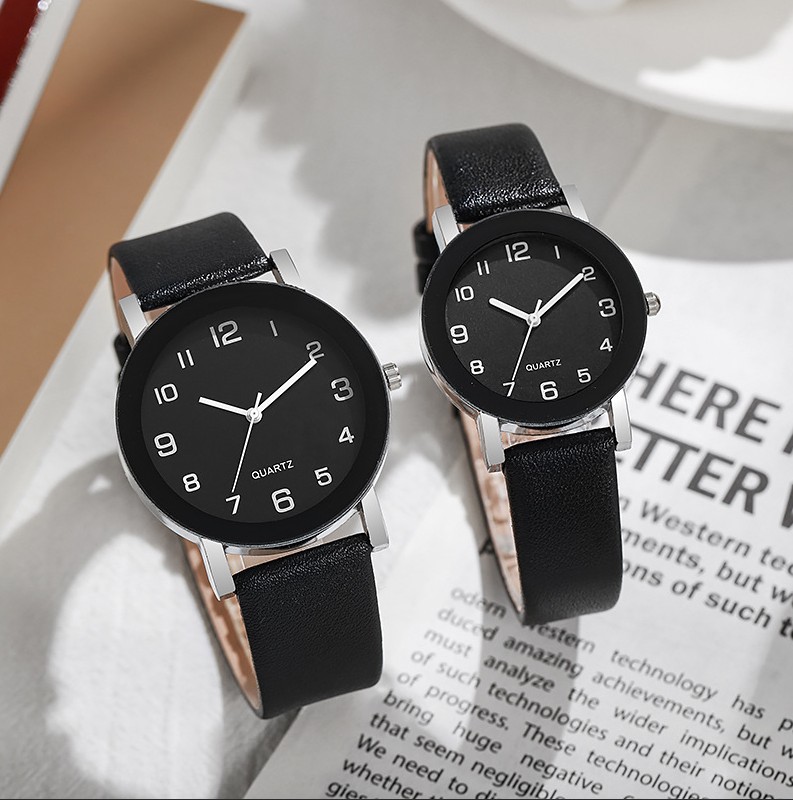 New Classical Fashion Luxury Ladies Men Quartz Wristwatch Leather Strap Watch Couple Simple Design Student Lover Watches