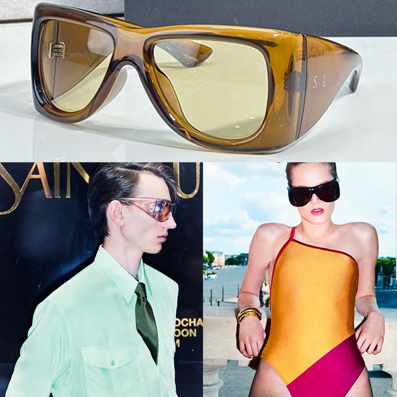 SL902 Women Designer Oversized Pillowed Sunglasses Brown frame luxurious minimalist style brown lens polarization protection outdoor travel goggles