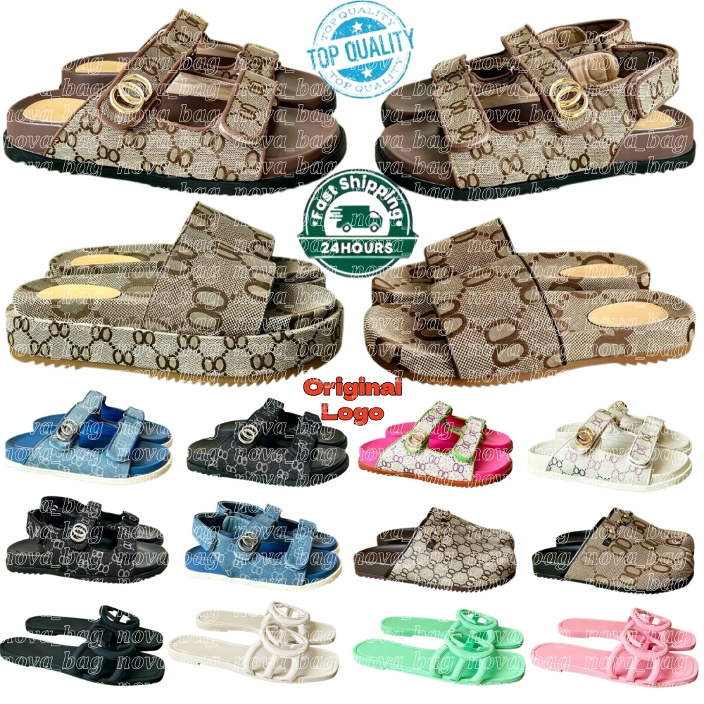 Designer Slippers Platform Sandals Women Mens Slides Clogs Luxury Canvas Embroidered Flat Mules Linen High Heel Sandal Beach Indoor Woman Platform S