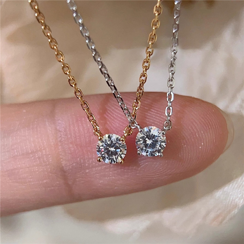 4mm 5mm 6mm round cut diamond pendant necklace desinger for woman party s925 sterling silver chain AAAAA cubic zirconia chokers necklaces jewelry wo