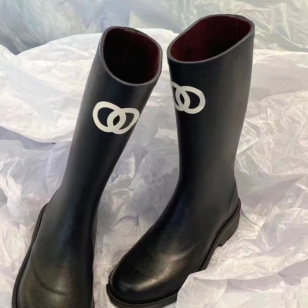 Brand Designer Square Toe Women Rain Boots Thick Heel Thicks Sole Ankle Boot Women's Rubber Boot G220720 Size 35-40