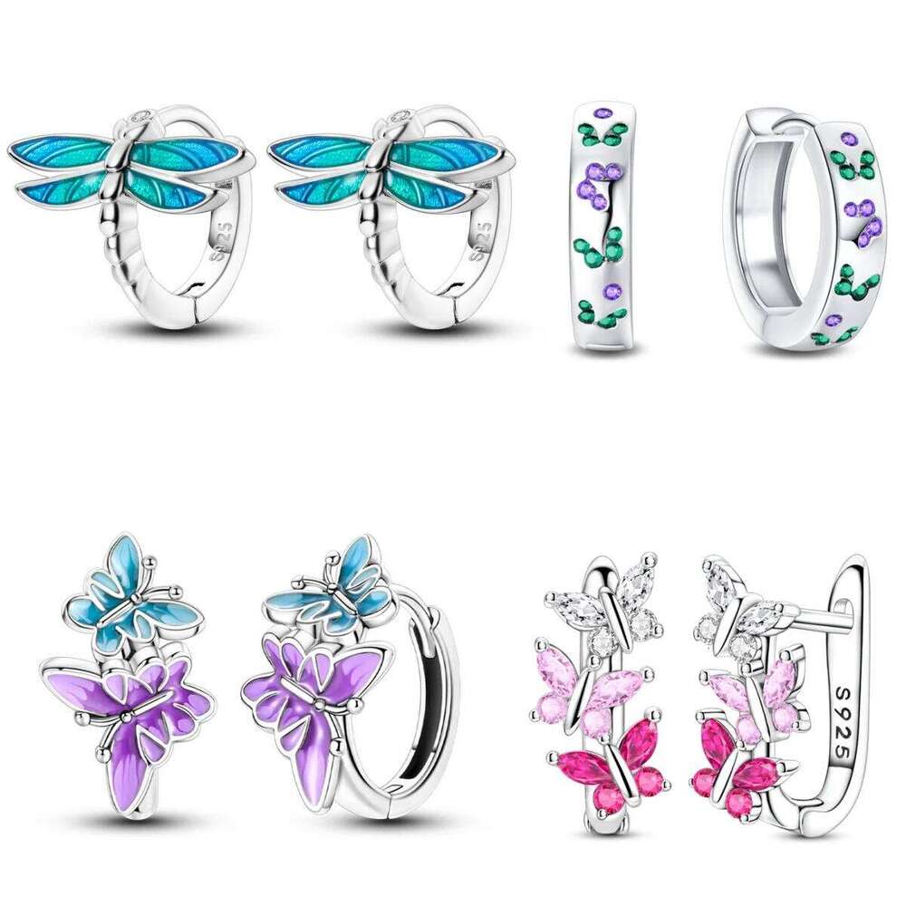 Orstarry S925 Sterling Exquisite Insect Dragonfly and Butterfly Earrings For Women Birthday Gift Silver Jewelry