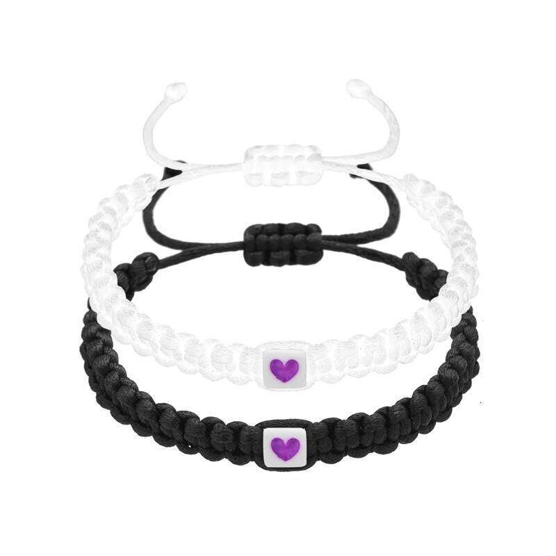 2pcs/set Crystal Moon Heart Star Butterfly Pendant Bracelets For Women Couples Friendship Handmade Adjustable Braided Bracelet
