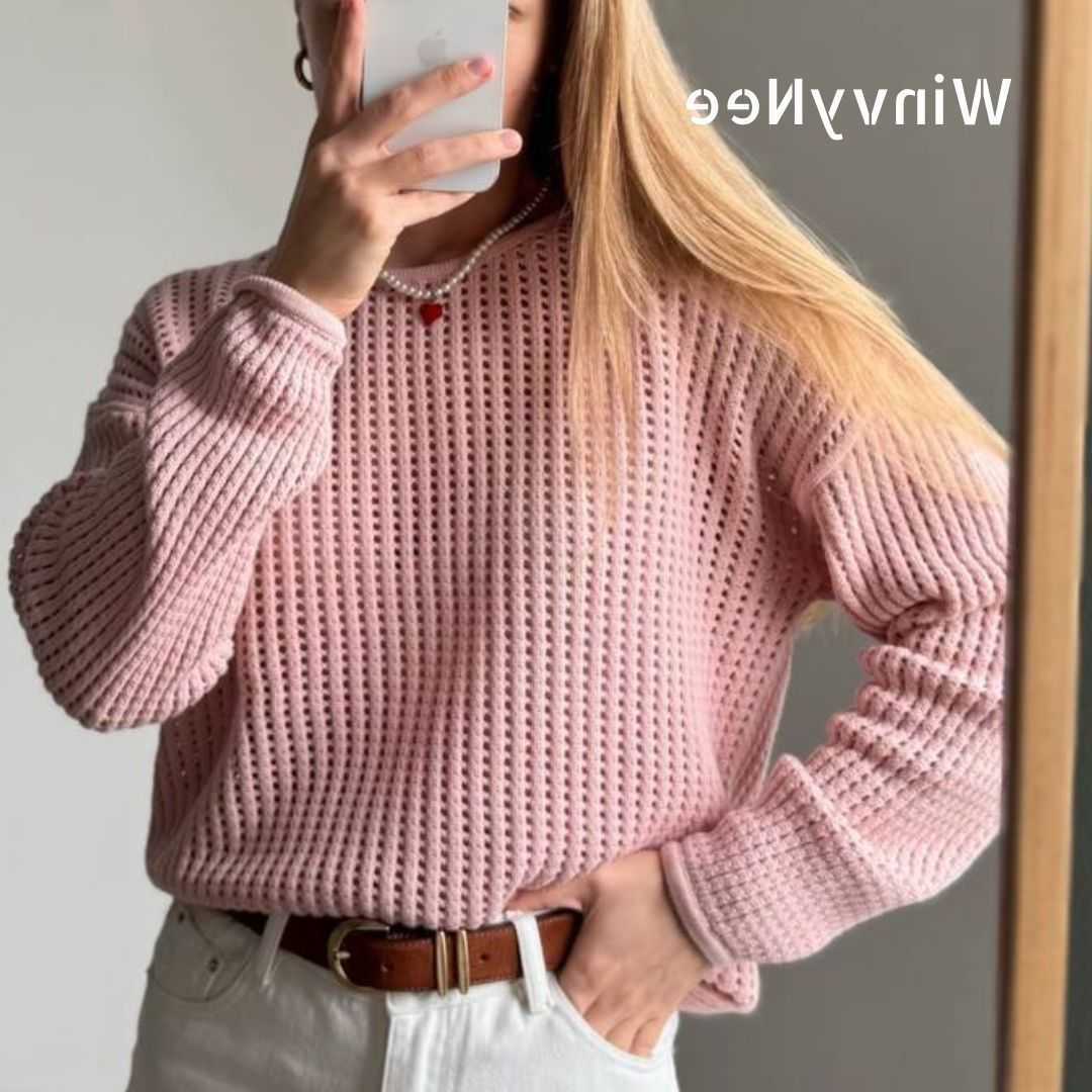 WinvyNee Spring Women Pure Cotton Pullover Sweaters Round O Neck Long Sve Solid Color Hollow Out Casual Knitwear ZA1092001 L260608