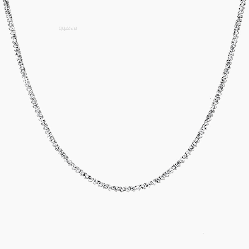14k 18k White Gold Silver Lab Diamond Tennis Necklace Fine Jewelry 2mm 3mm 4mm 5mm Synthetic Round Diamond Pave Necklace Price