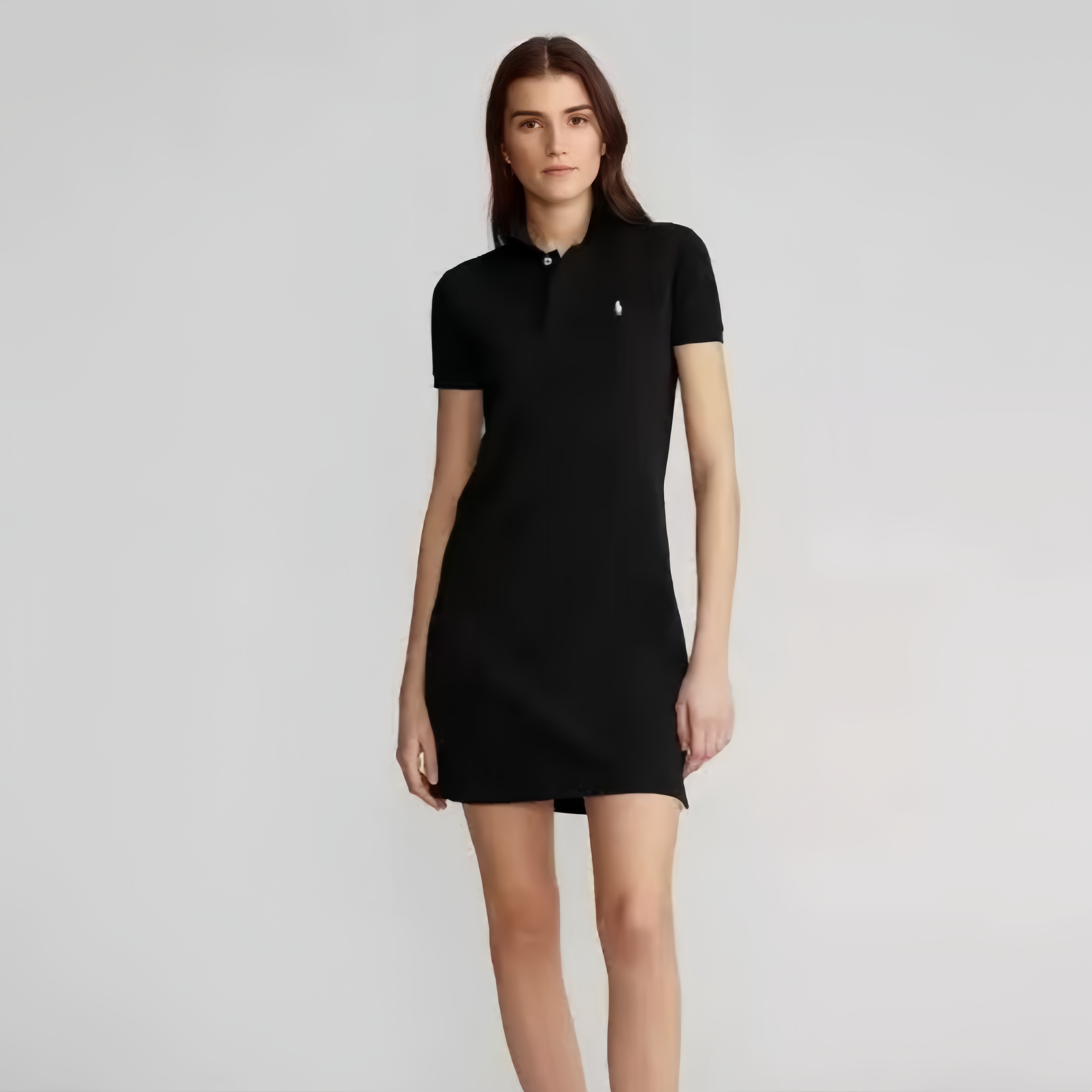 Robe polo classique brodée de poney pour femme, manches courtes, col à revers, mini robe d'été décontractée, style Preppy, coton extensible, robe