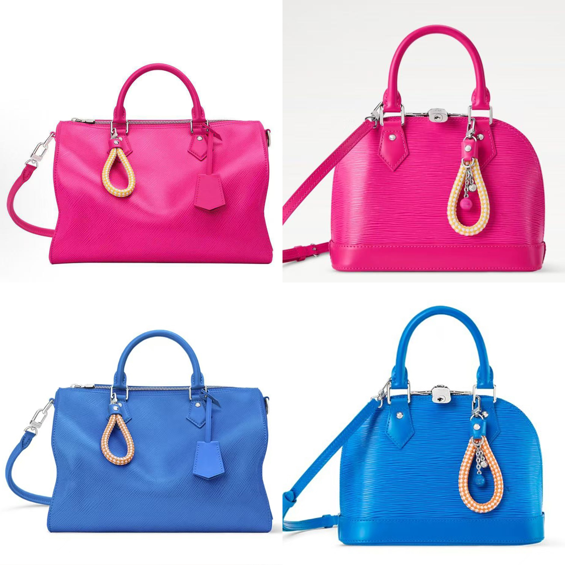 rainbow pink blue designer bag P9 handbag 30cm genuine leather crossbody bag Boston bag Mirror quality Black flowers m29096 m29466 EPI leather