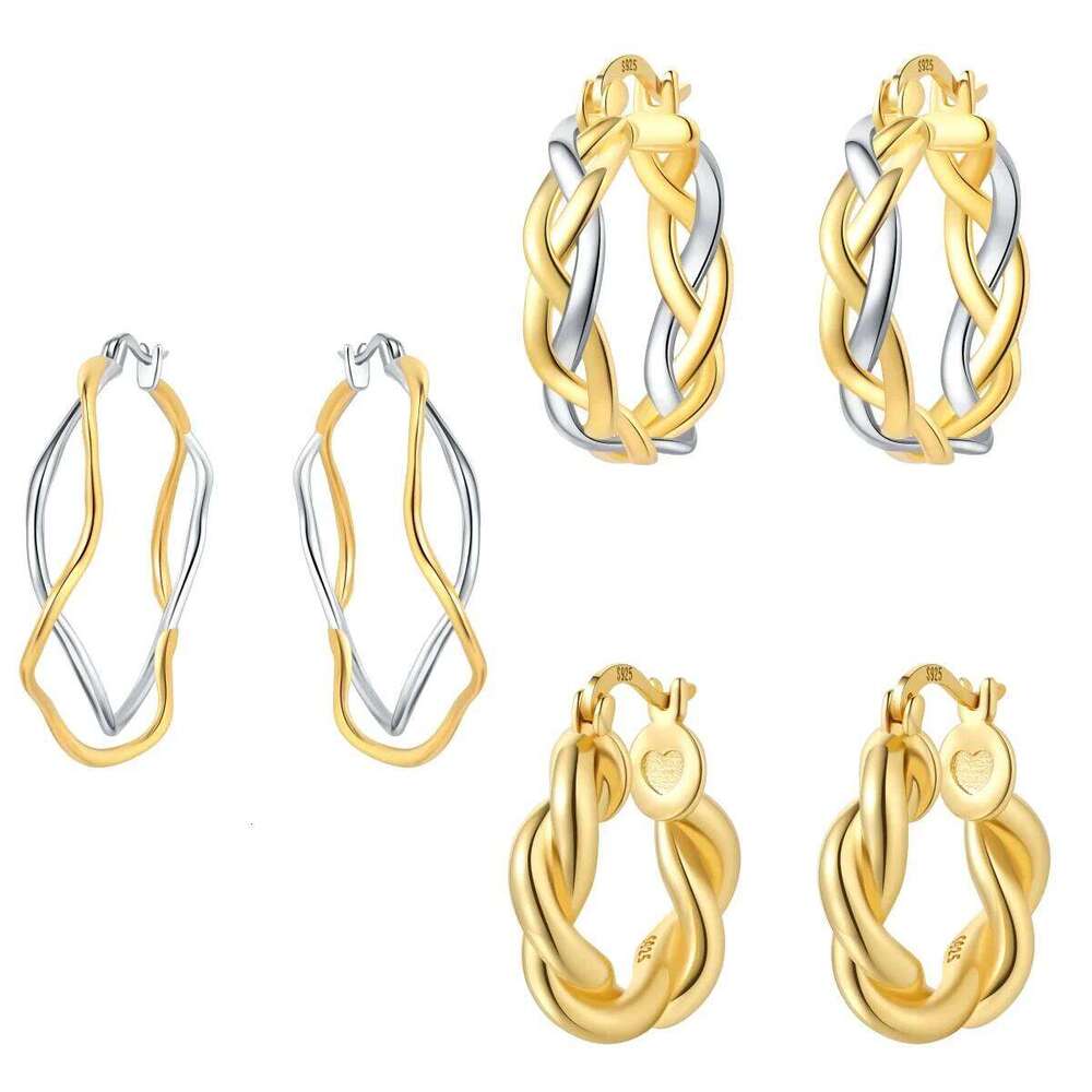 Orstarry S925 Sterling Silver Fashion Texture Twisted Earring 18K Gold-plated For Women Birthday Gift Fine Jewelry