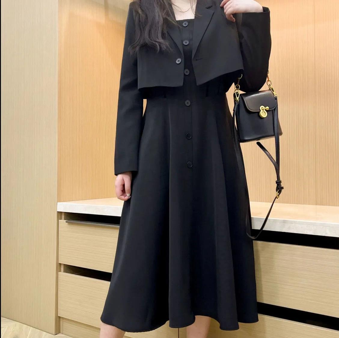 VIP3000 large size women's summer dress fashion small suit dress two-piece set Hepburn style spring and summer suit women's fashion tre-image-1109596024