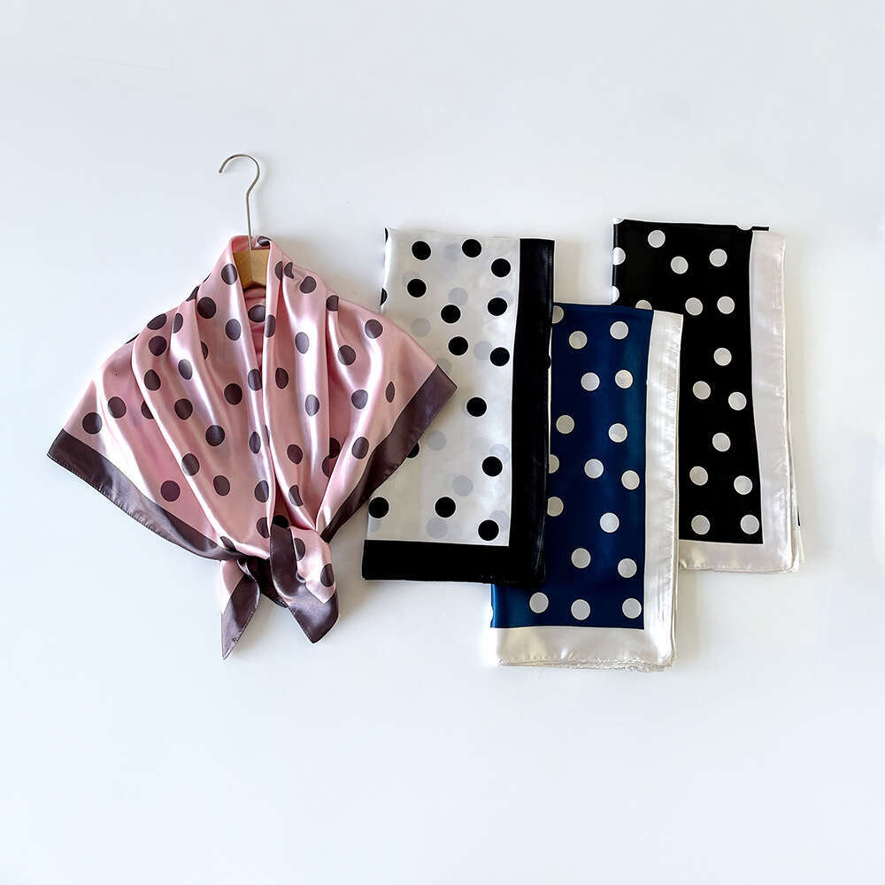European And American Minimalist Polka Dot Square 90Cm For Women, High-End Versatile Professional Scarf, Thin Silk Scarf Accessory Laotie Laotie