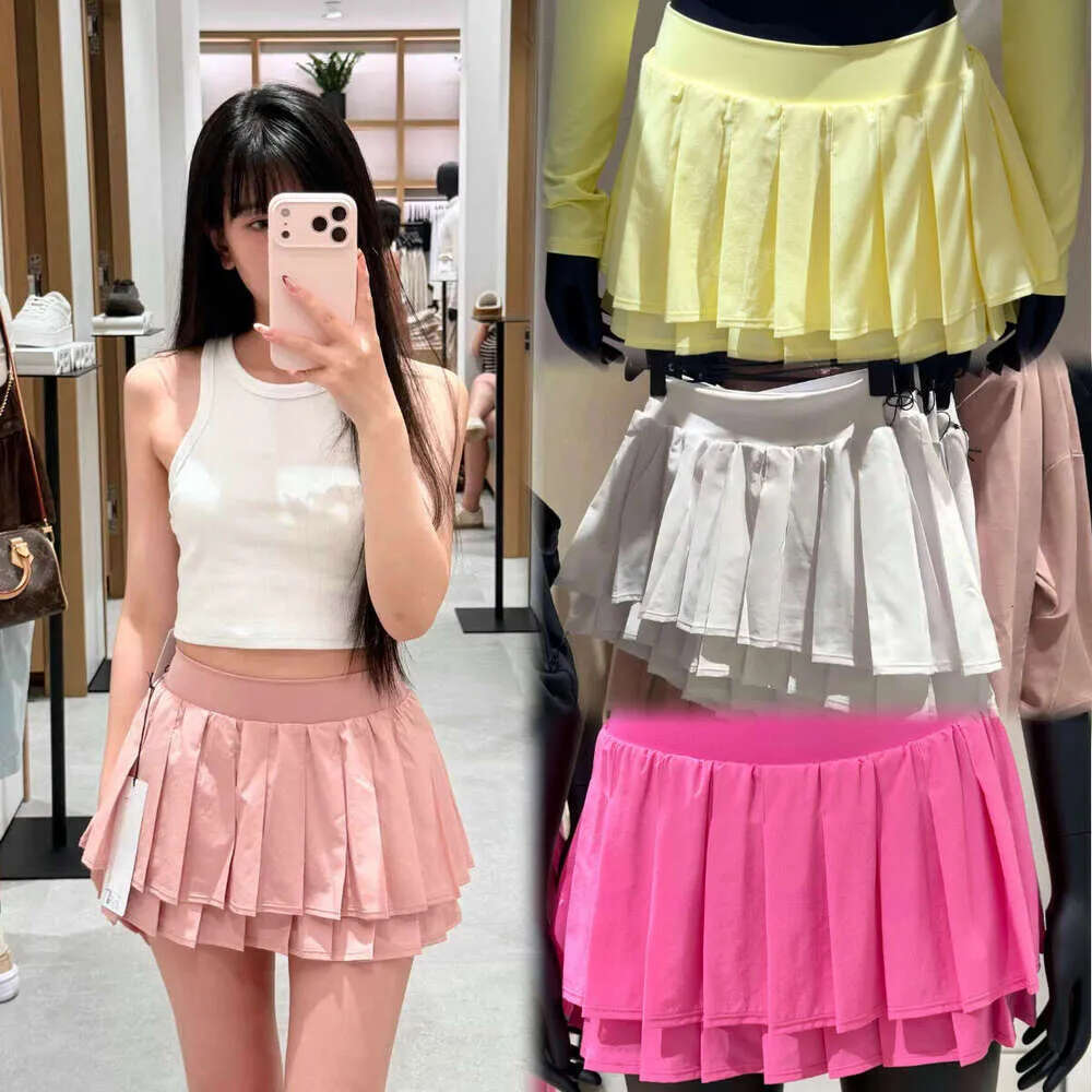 Designer womens yoga tennis skirts set Tank top Women's Yoga Fitness Set 2piece High-Waisted Elastic Waist Slimming Quick-Dry Anti-glare Com