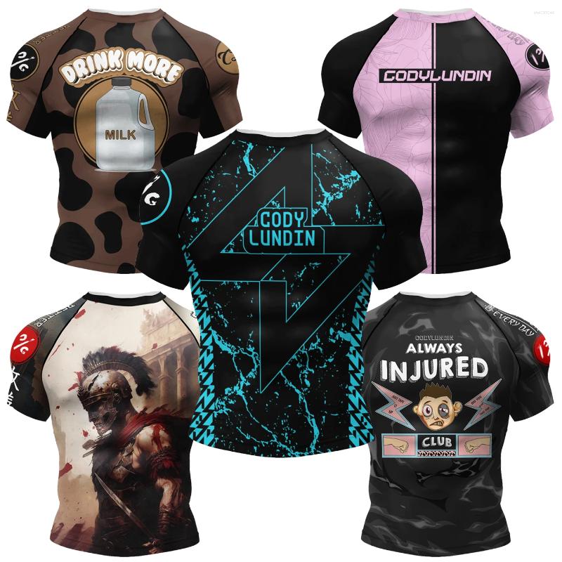 Men's T Shirts Brazilian Jiu-Jitsu Rash Guard Men Women Quick Dry Breathable Grappling Training Compression Tee Summer Fashion Streetwear